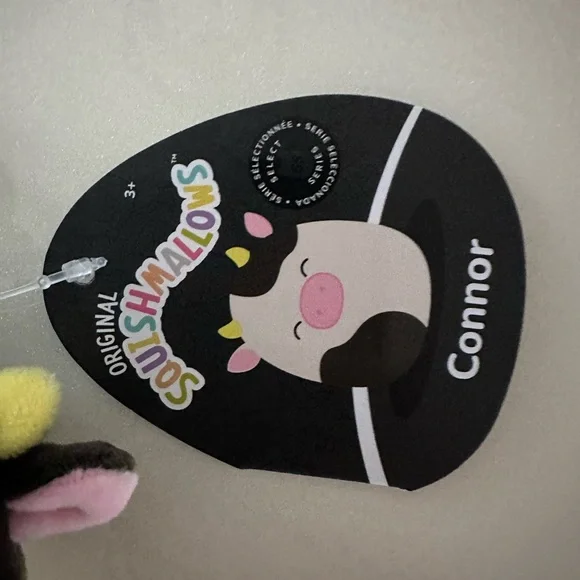 Nwt Squishmallow Official Select Series Cow Clip-CONNOR The Cow Keychain - Picture 2 of 3